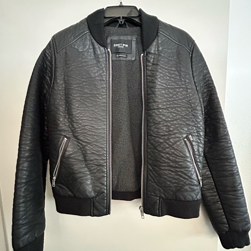 OBEY Faux Leather Bomber jacket in Medium